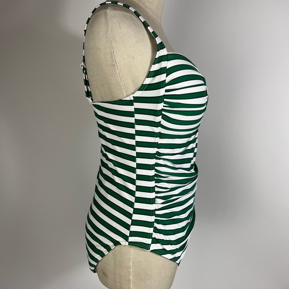 NIPTUCK SWIM Green White Striped Multi Fit Cup One Piece Swimsuit Womens 10 - Picture 3 of 10